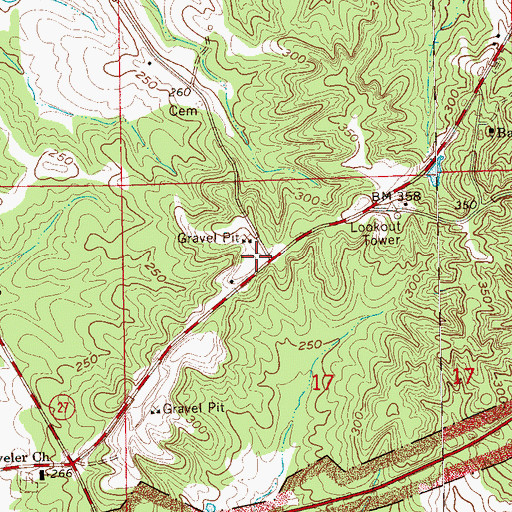 Topographic Map of Bench Volunteer Fire Department, MS