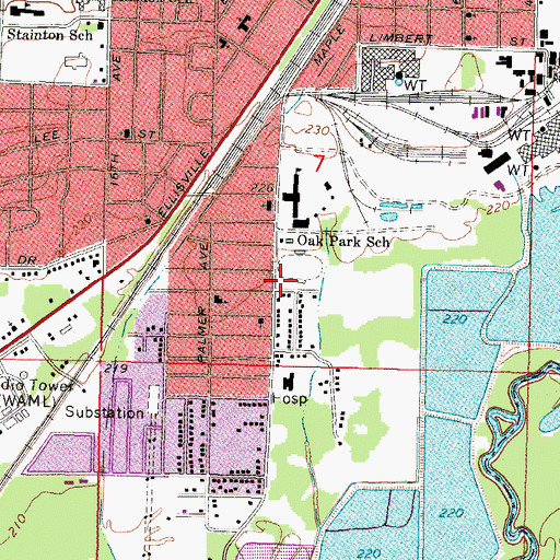 Topographic Map of Laurel Fire Department Station 4, MS