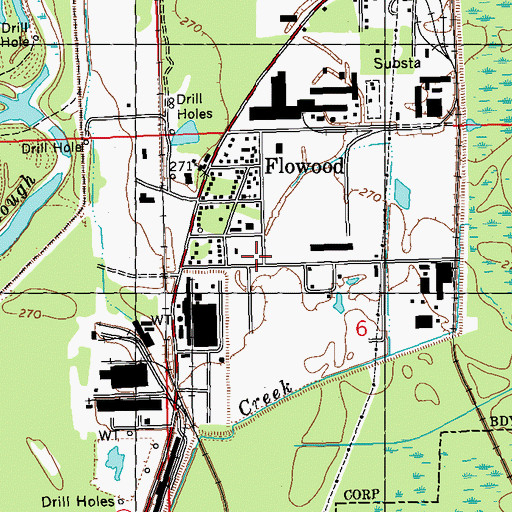 Topographic Map of Flowood Fire Department Station 2, MS