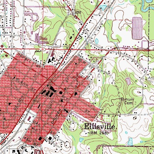 Topographic Map of Ellisville Fire Department Station 1 Headquarters, MS