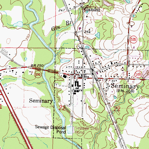 Topographic Map of Seminary Fire Department, MS