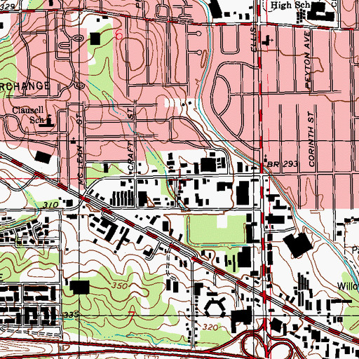 Topographic Map of Jackson Fire Department District 2 Station 14, MS