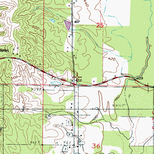 Topographic Map of Duffee Volunteer Fire Department, MS