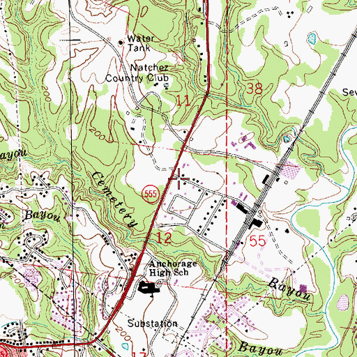 Topographic Map of Natchez Fire Department Station 3, MS