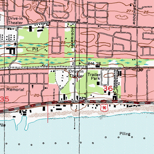 Topographic Map of Biloxi Fire Department Station 4 Lee Chinn, MS