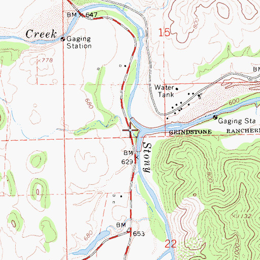 Topographic Map of Grindstone Creek, CA