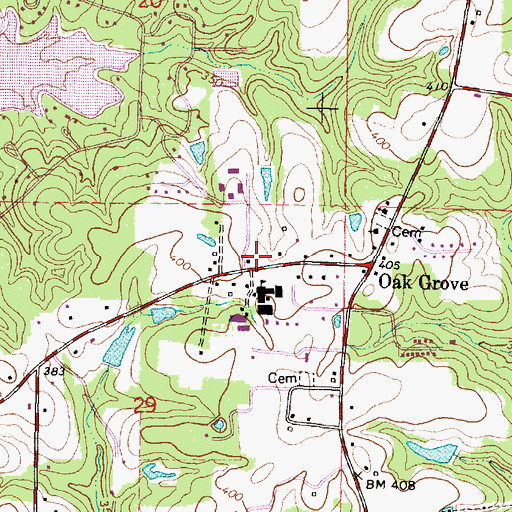 Topographic Map of Oak Grove Volunteer Fire Department Hattiesburg, MS
