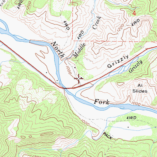 Topographic Map of Grizzly Canyon, CA