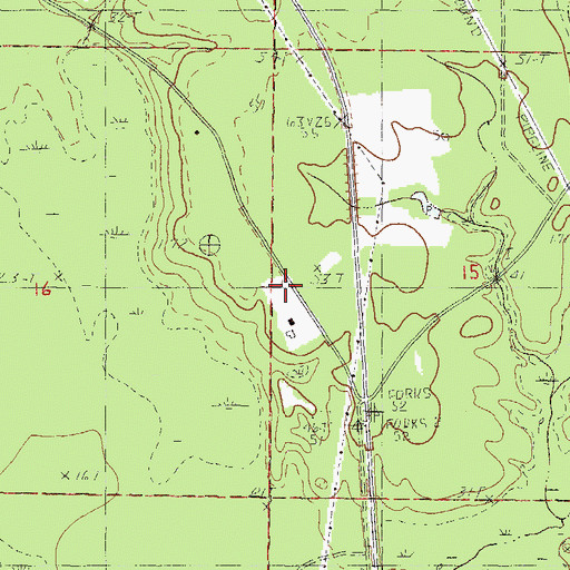 Topographic Map of Three Rivers Volunteer Fire Department North, MS