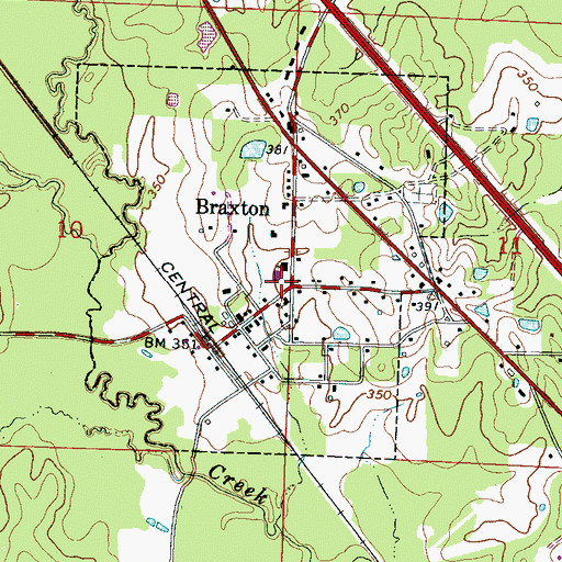 Topographic Map of Braxton Fire Rescue, MS