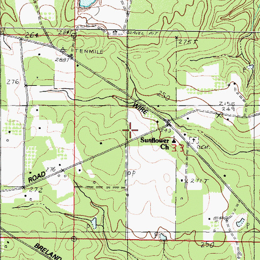 Topographic Map of McHenry Volunteer Fire Department Sunflower Substation, MS