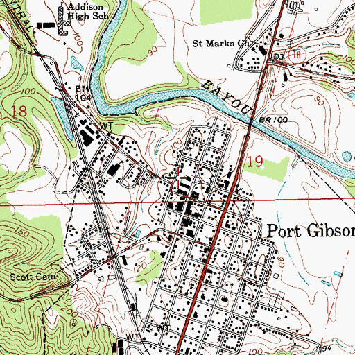 Topographic Map of Claiborne County Fire Department Station 2, MS