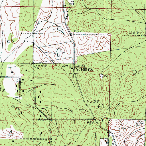Topographic Map of Evergreen Fire Protection District, MS