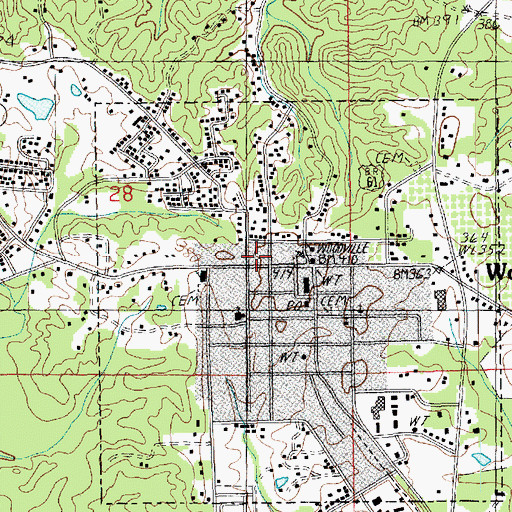 Topographic Map of Woodville Fire Department, MS