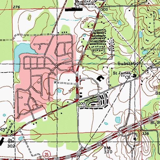 Topographic Map of Flowood Fire Department Station 3, MS