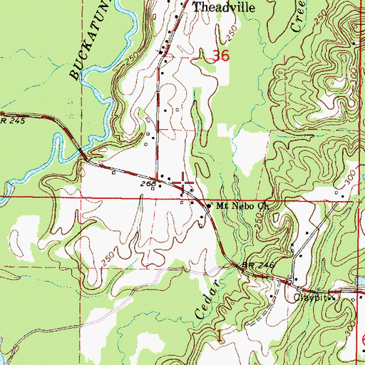 Topographic Map of Theadsville Volunteer Fire Department, MS