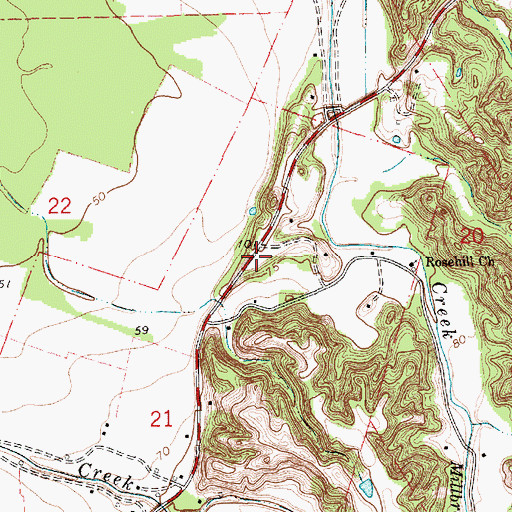 Topographic Map of Fort Adams Volunteer Fire Department, MS