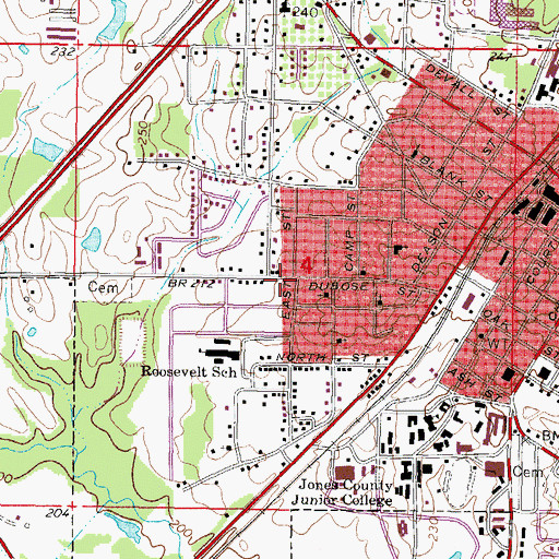 Topographic Map of Ellisville Fire Department Station 2, MS