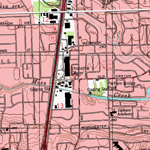 Topographic Map of Jackson Fire Department District 3 Station 17, MS
