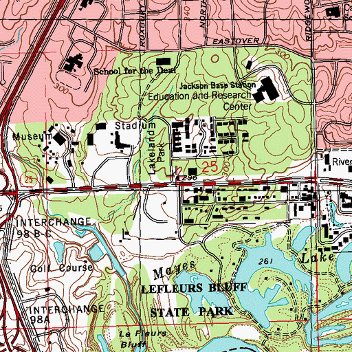 Topographic Map of Jackson Fire Department District 3 Station 16, MS