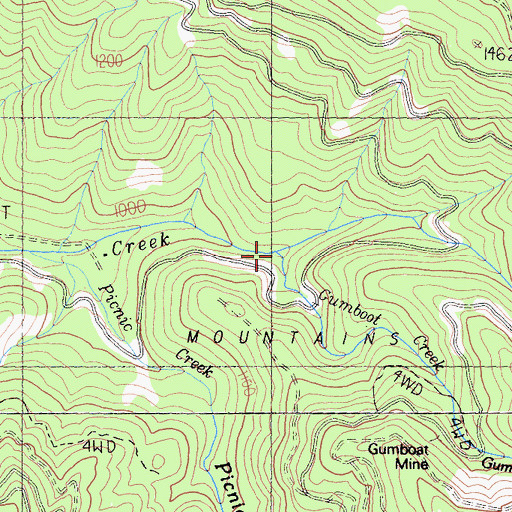Topographic Map of Gumboot Creek, CA