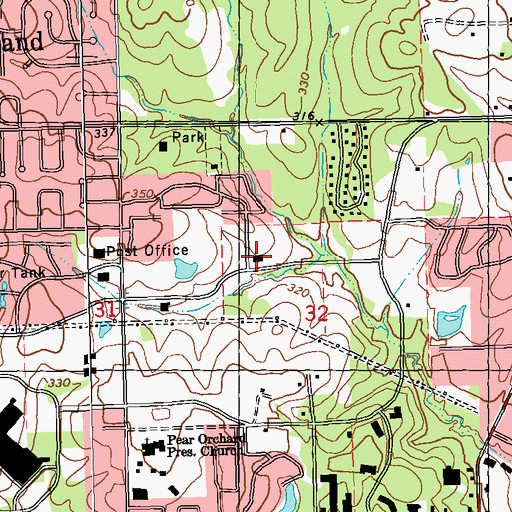 Topographic Map of Ridgeland Fire Department Station 1, MS
