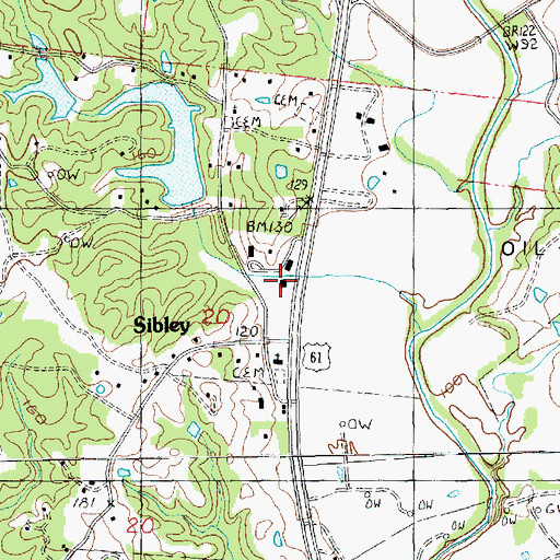 Topographic Map of Lake Montrose Volunteer Fire Department, MS