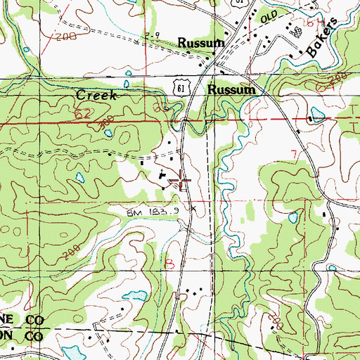 Topographic Map of Claiborne County Fire Department Station 1, MS