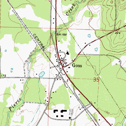 Topographic Map of Tri - Community Volunteer Fire Department Station 2, MS