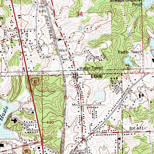 Topographic Map of Hazlehurst Volunteer Fire Department, MS
