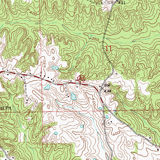 Topographic Map of Bethel Volunteer Fire Department, MS