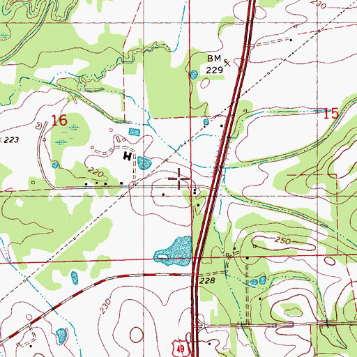 Topographic Map of Pocahontas Volunteer Fire Department, MS