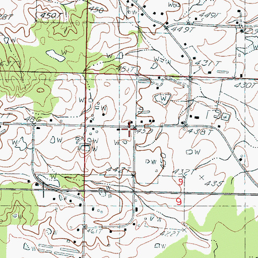 Topographic Map of Gibbstown - Lawrence Volunteer Fire Department, MS