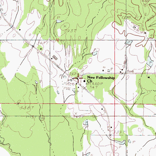 Topographic Map of Fellowship Volunteer Fire Department, MS