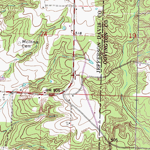 Topographic Map of Prentiss Fire Department Station 2, MS