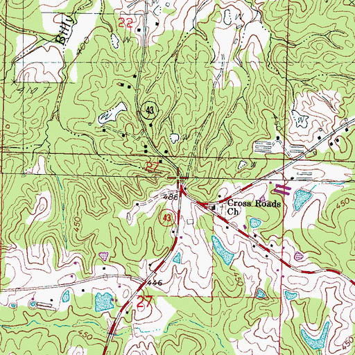 Topographic Map of Walters Volunteer Fire Department Station 2, MS