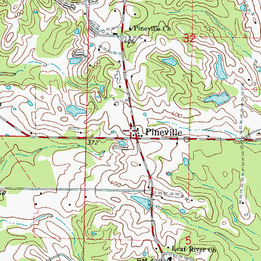 Topographic Map of Pineville Volunteer Fire Department, MS