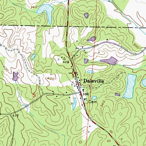 Topographic Map of Sam Dale Volunteer Fire Department and Rescue, MS