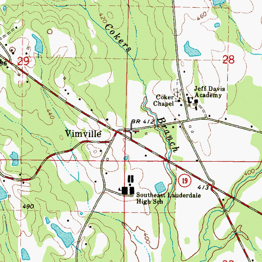 Topographic Map of Whynot Volunteer Fire and Rescue Department, MS