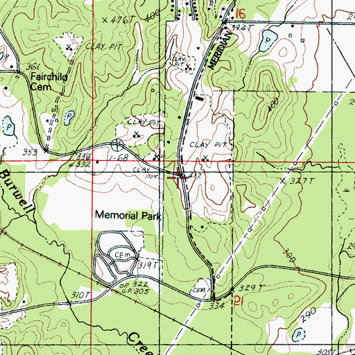 Topographic Map of Lost Gap Volunteer Fire and Rescue Department, MS