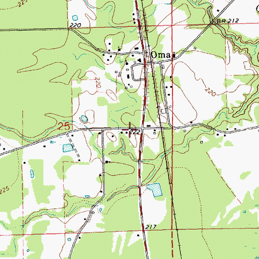 Topographic Map of Oma Fire Department, MS