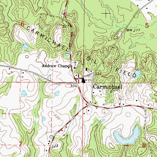 Topographic Map of Carmichael Volunteer Fire Department, MS