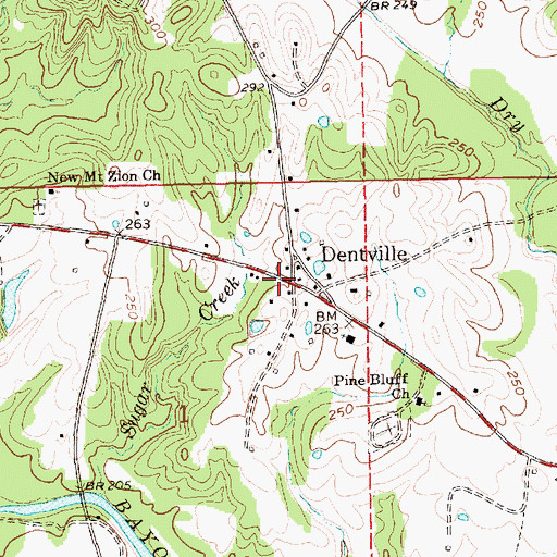 Topographic Map of Dentville Volunteer Fire Department, MS