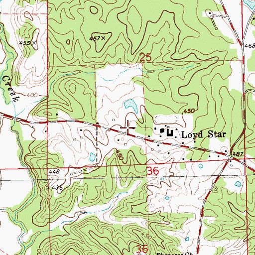 Topographic Map of Loyd Star Volunteer Fire Department, MS
