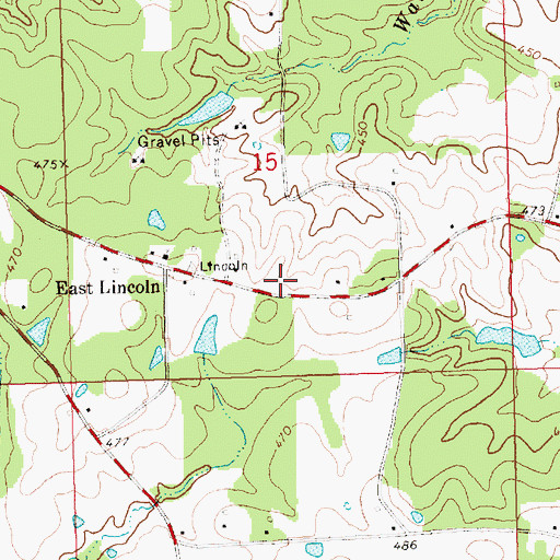 Topographic Map of East Lincoln Volunteer Fire Department, MS