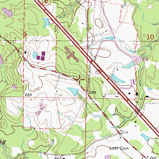 Topographic Map of Rawl Springs Volunteer Fire Department, MS