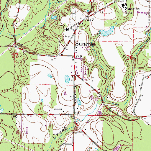 Topographic Map of Sunrise Volunteer Fire Department, MS