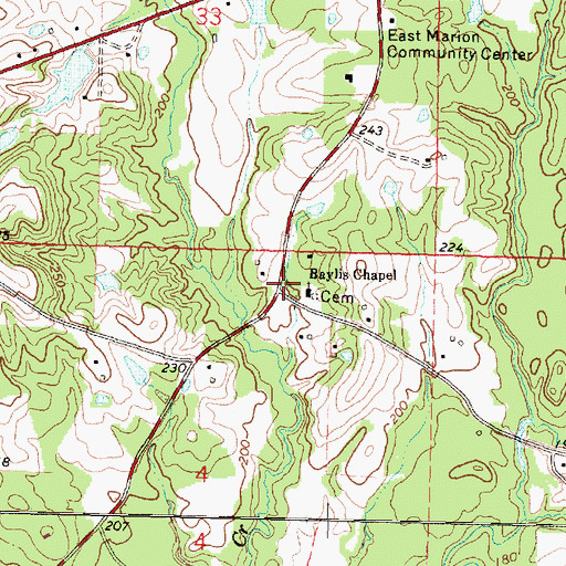 Topographic Map of Tri - Community Volunteer Fire Department Station 5, MS