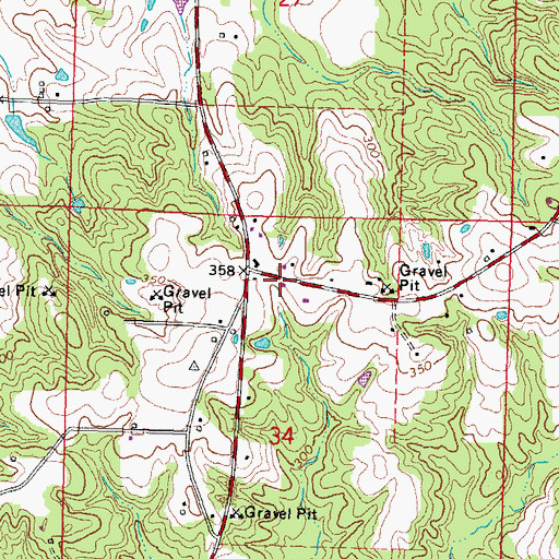 Topographic Map of Tri - Community Volunteer Fire Department Station 1, MS