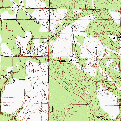 Topographic Map of Arlington Volunteer Fire Department, MS